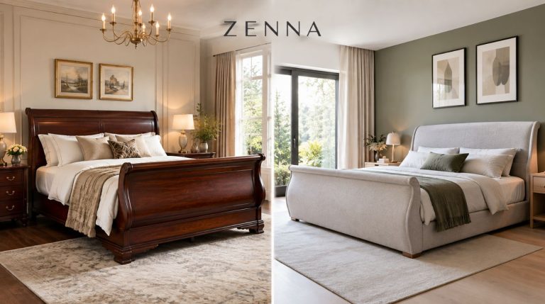 Sleigh beds for modern and traditional bedrooms